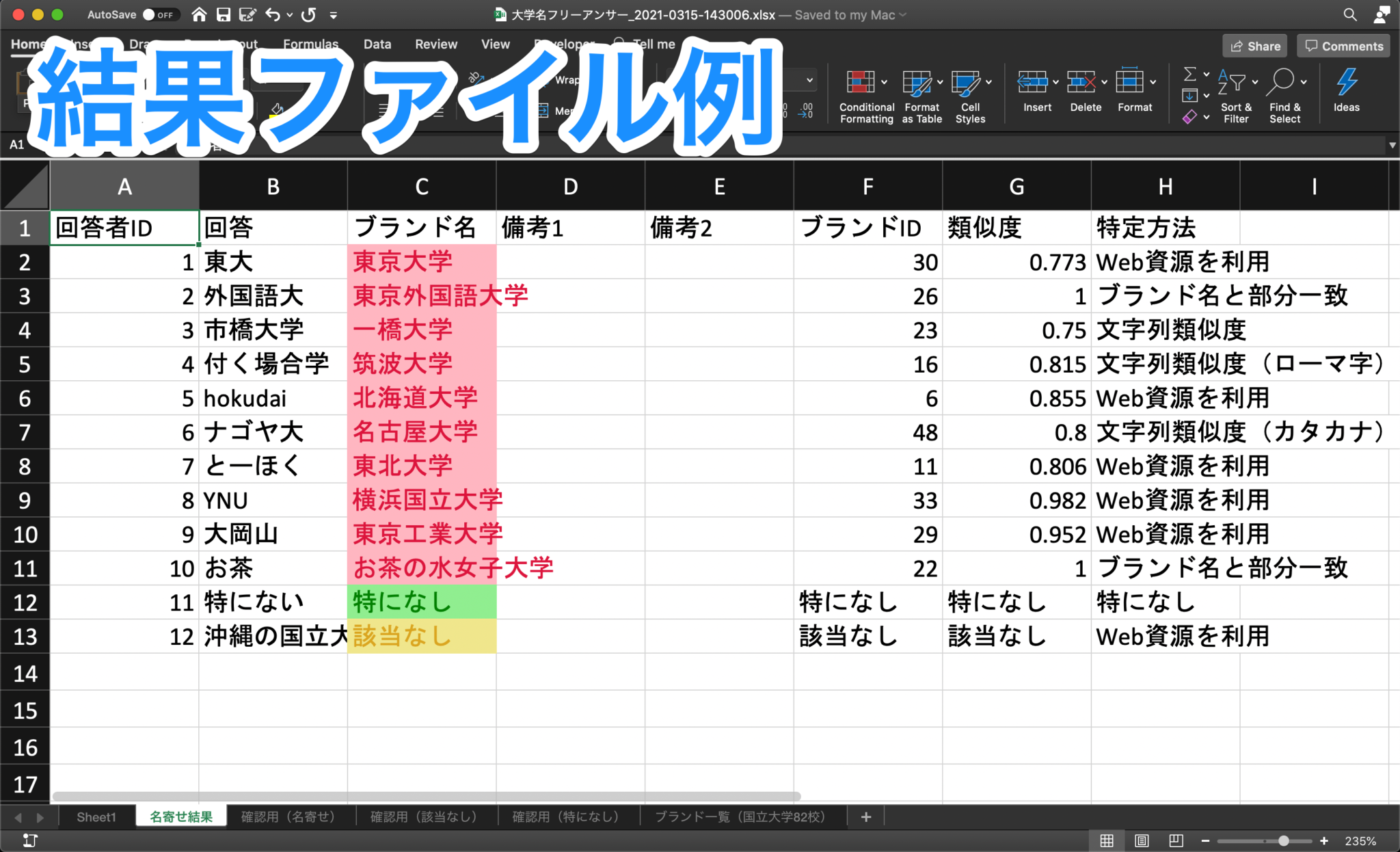結果ファイル例