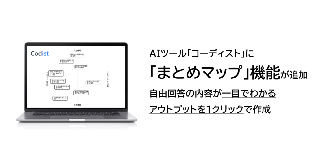 自由回答の分類ツール「コーディスト」、アンケート自由回答を簡単にビジュアルで整理可能な「まとめマップ」機能を追加